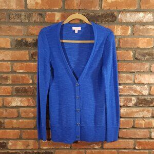 Lilly Pultizer Slub Knit Longline V-neck Cardigan Quiet Luxury Classic Women's M